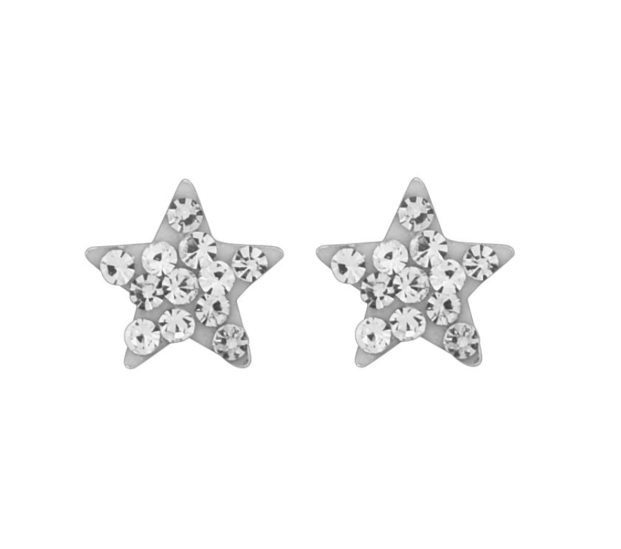 Wheeler Sterling Silver Crystal Star Earrings, sparkling star design available at Be Charmed