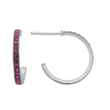 Wheeler Sterling Silver Pink Crystal Hoop Earrings, polished silver hoops featuring sparkling pink crystals, available at Be Charmed.