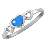 Wheeler Sterling Silver 3 Hearts Blue Opal Ring, featuring three heart-shaped with one blue opal stone in a polished silver band, available at Be Charmed.