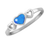Wheeler Sterling Silver 3 Hearts Blue Opal Ring, featuring three heart-shaped with one blue opal stone in a polished silver band, available at Be Charmed.