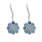 Wheeler Sterling Silver Sapphire Dangle Flower Earrings, featuring sparkling blue sapphire crystal floral charms, available at Be Charmed.