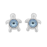 Wheeler Sterling Silver Sapphire Turtle Earrings featuring a cute turtle design with blue sapphire crystals, available at Be Charmed