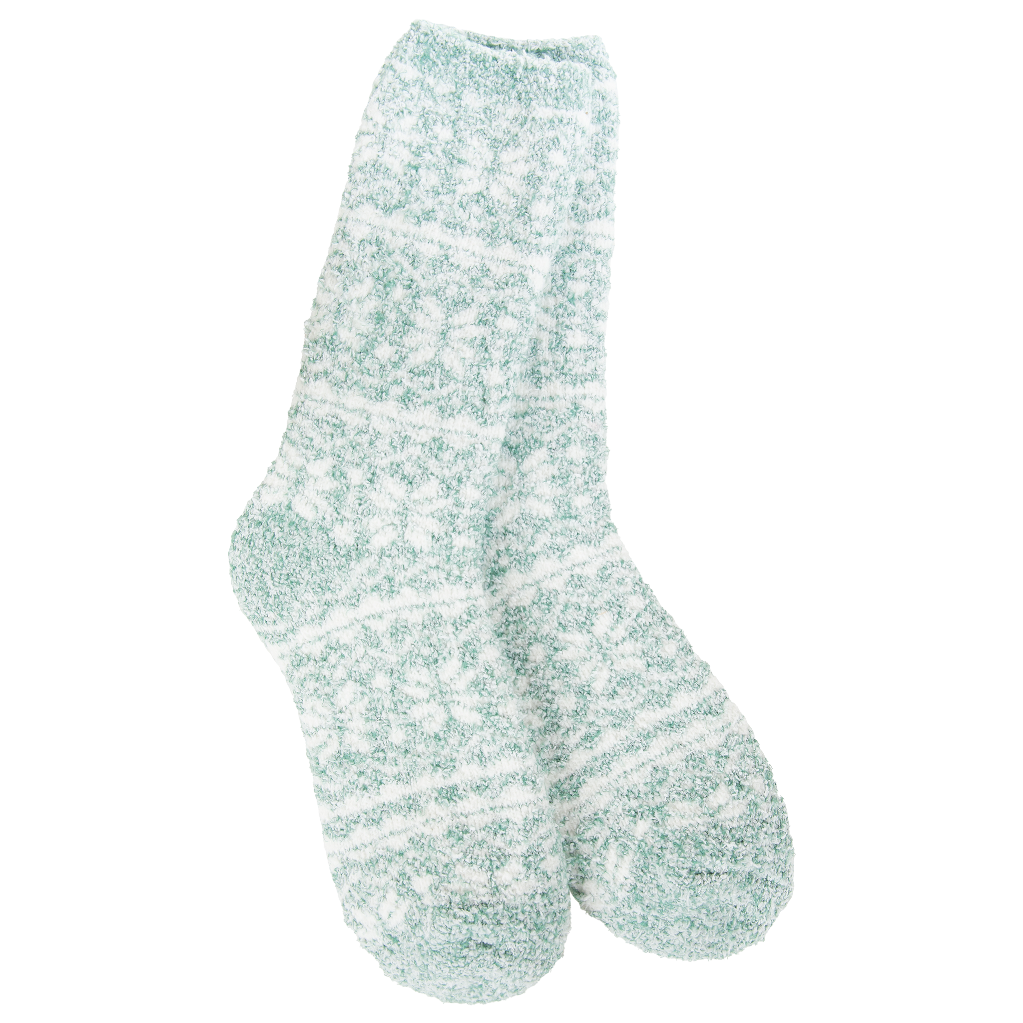 World’s Softest Socks Fair Isle Green Winter Crew – plush and cozy socks for warmth and comfort in cold weather. Available at Be Charmed.